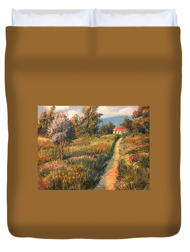 Cottage Duvet Cover featuring the painting Rural Idyll by Vit Nasonov