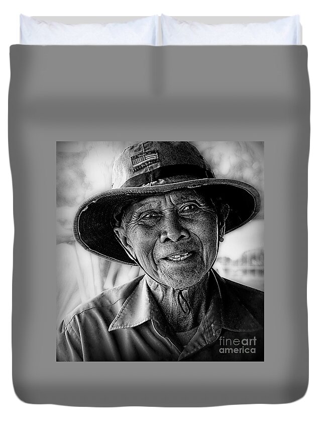 Thailand Duvet Cover featuring the digital art Rural Rice Farmer by Ian Gledhill
