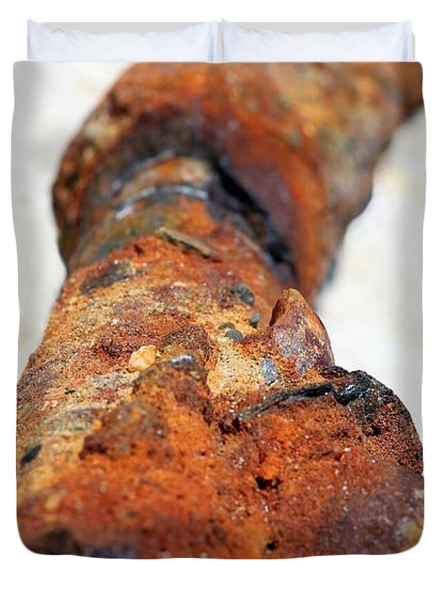 Pipe Duvet Cover featuring the photograph Rust pipe by Henrik Lehnerer