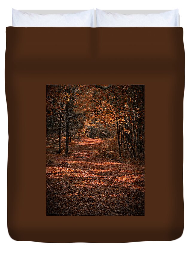 Autumn Duvet Cover featuring the photograph Rustling Pathway by Gary Blackman