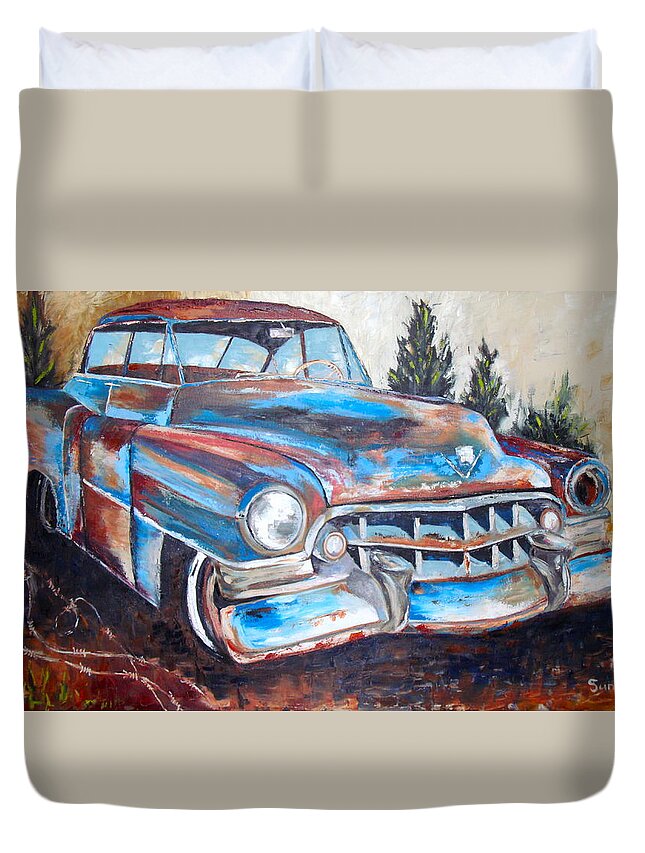 Vintage Duvet Cover featuring the painting Rusty but still beautiful by Sunel De Lange