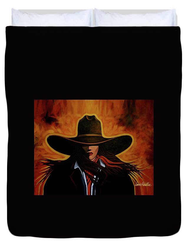 Cowgirl Duvet Cover featuring the painting Rusty by Lance Headlee