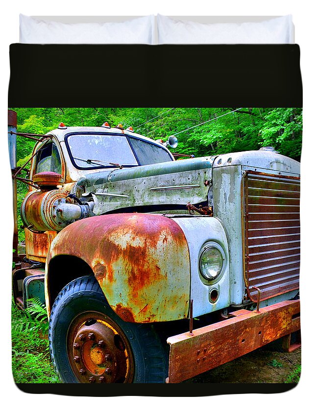 Rusty Old Truck Duvet Cover featuring the photograph Rusty Old Truck by Lisa Wooten
