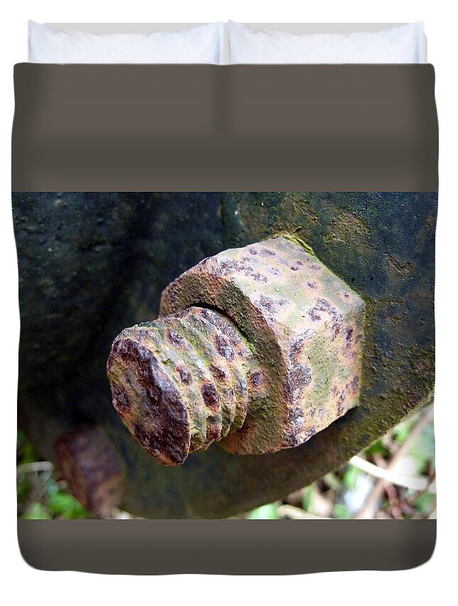 Screw Duvet Cover featuring the photograph Rusty screw by Lukasz Ryszka