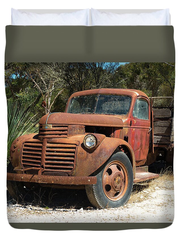 Rustic Duvet Cover featuring the photograph Rusty Track Outback by Andrew Michael