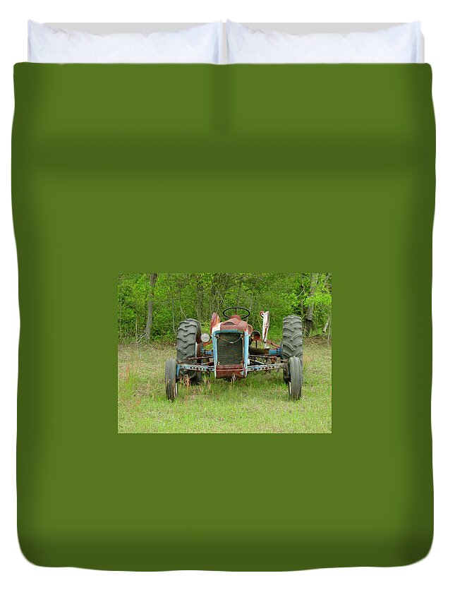 Tractor Duvet Cover featuring the photograph Rusty Tractor by Quwatha Valentine