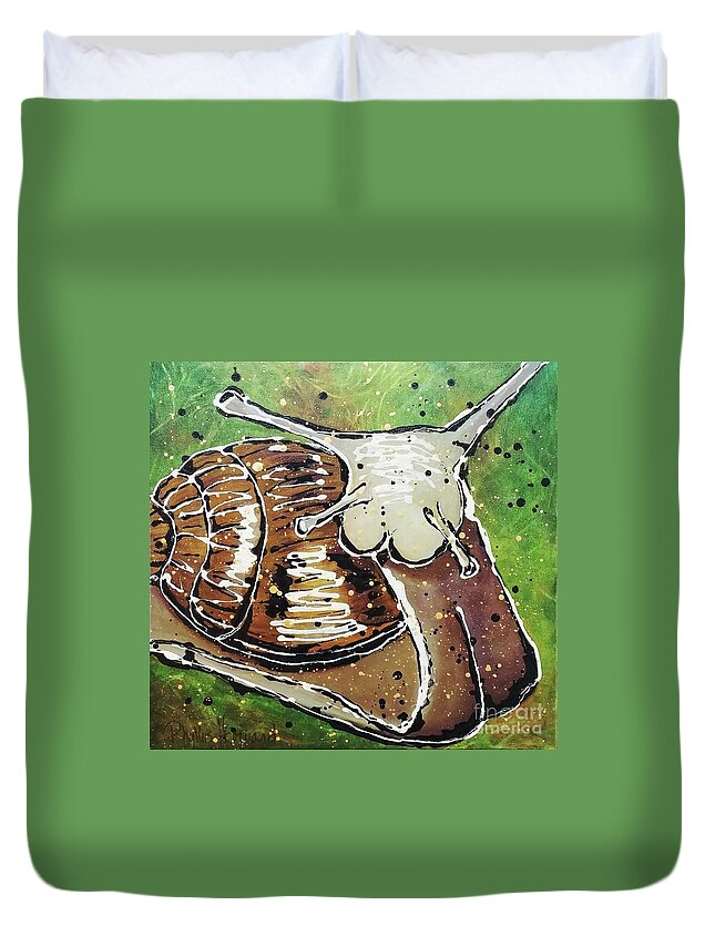 Snail Duvet Cover featuring the painting RV ing by Phyllis Howard