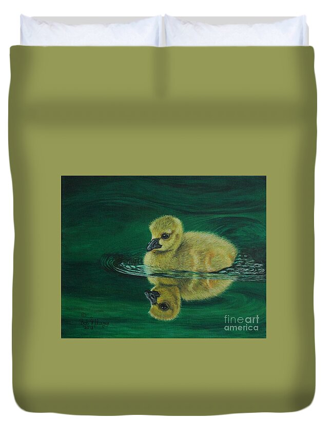 Gosling Duvet Cover featuring the painting Ryan the Gosling by Bob Williams