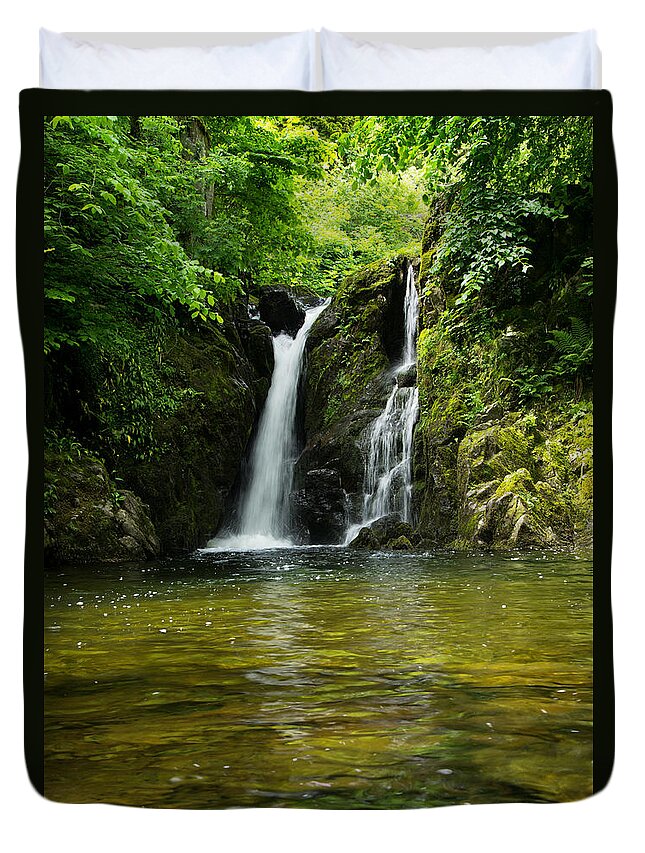 Rydal Duvet Cover featuring the photograph Rydal falls by Pete Hemington