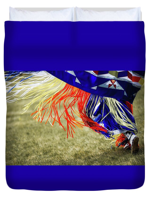 Native American Dancing Duvet Cover featuring the photograph Rythmn and Ribbons by Pamela Steege