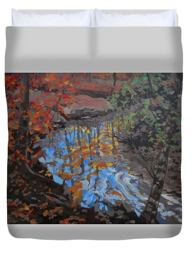 Autumn Duvet Cover featuring the painting Sabbath Creek Autumn by Martha Tisdale