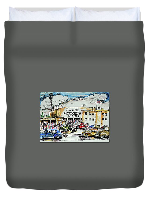 Baseball Duvet Cover featuring the painting Sacramento Solons by Terry Banderas