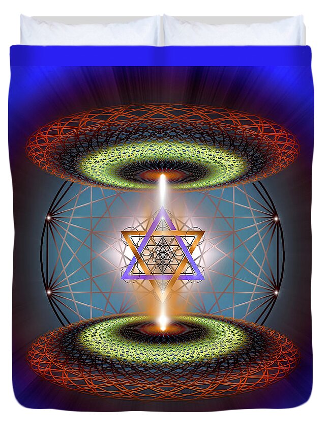 Endre Duvet Cover featuring the digital art Sacred Geometry 718 by Endre Balogh