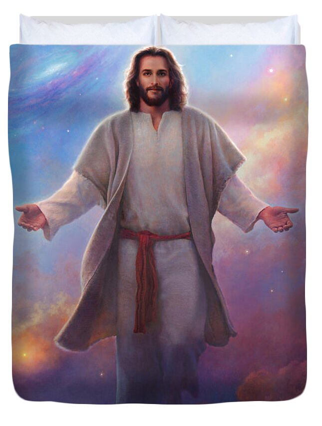 Jesus Duvet Cover featuring the painting Sacred Space by Greg Olsen