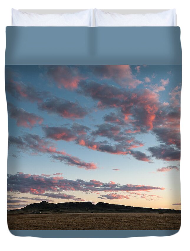Big Sky Duvet Cover featuring the photograph Saddle Butte by Scott Slone