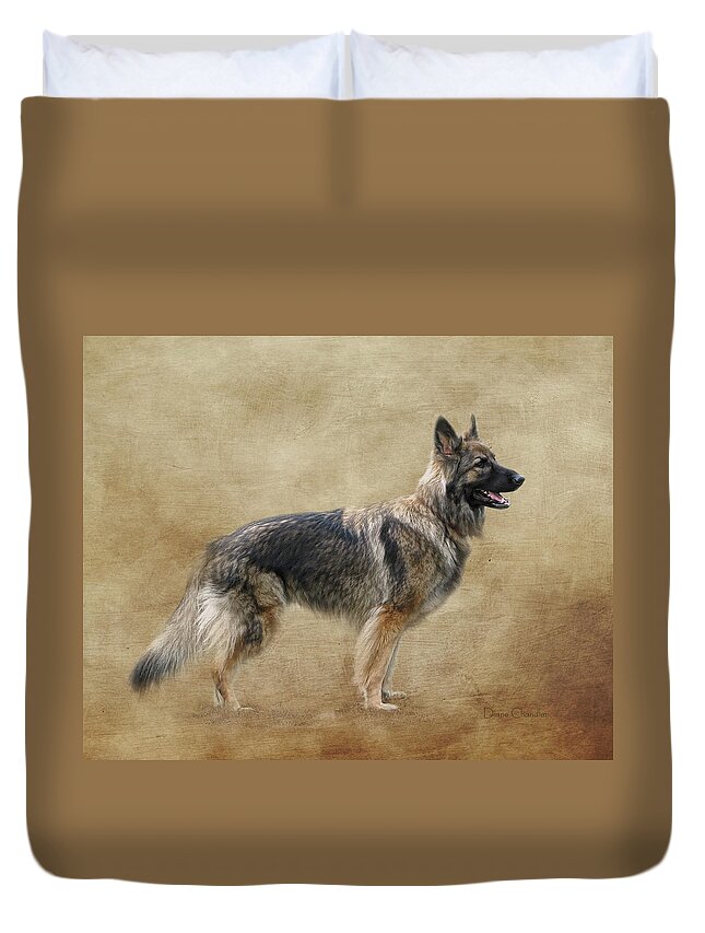Dog Duvet Cover featuring the digital art Sadie by Diane Chandler