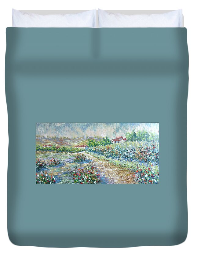 Provence Duvet Cover featuring the painting Saignon by Frederic Payet