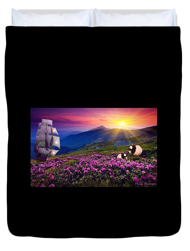 Sailing Duvet Cover featuring the painting Sail Away With Me by Mindy Huntress
