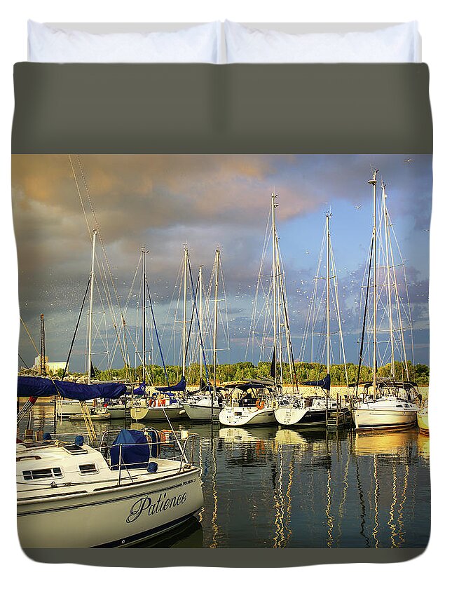 Sail Duvet Cover featuring the photograph Sail Boat Sunset by SC Shank