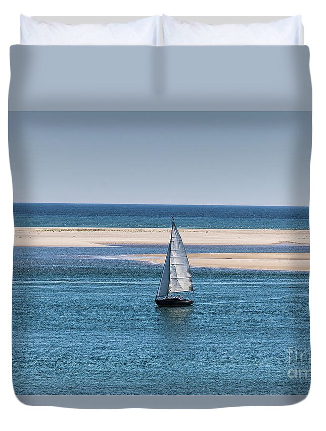 Bar Duvet Cover featuring the photograph Sailboat in Chatham Harbor by Thomas Marchessault