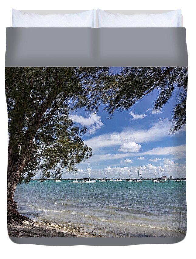 Ken Thompson Park Duvet Cover featuring the photograph Sailboats on Sarasota Bay by Liesl Walsh