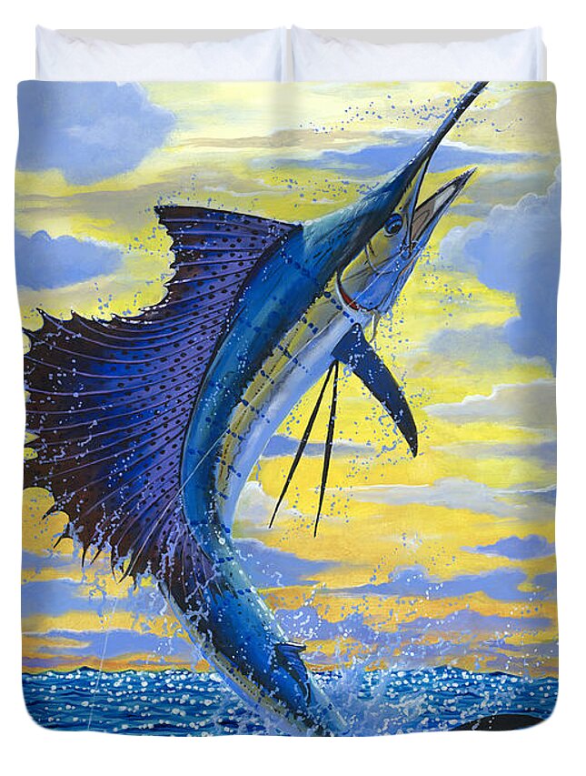Sailfish Duvet Cover featuring the painting Sailfish Point OFF00158 by Carey Chen