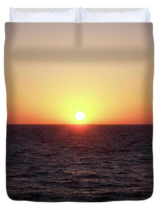 Photography Duvet Cover featuring the photograph Sailing At Sunset by Phil Perkins