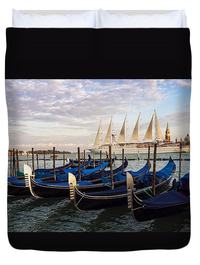 Venice Duvet Cover featuring the photograph Sailing from Venice by David Kay