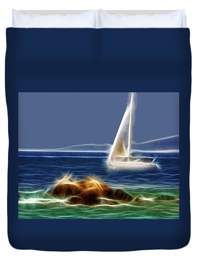 Sail Boats Duvet Cover featuring the photograph Sailing in a Dream by Coke Mattingly