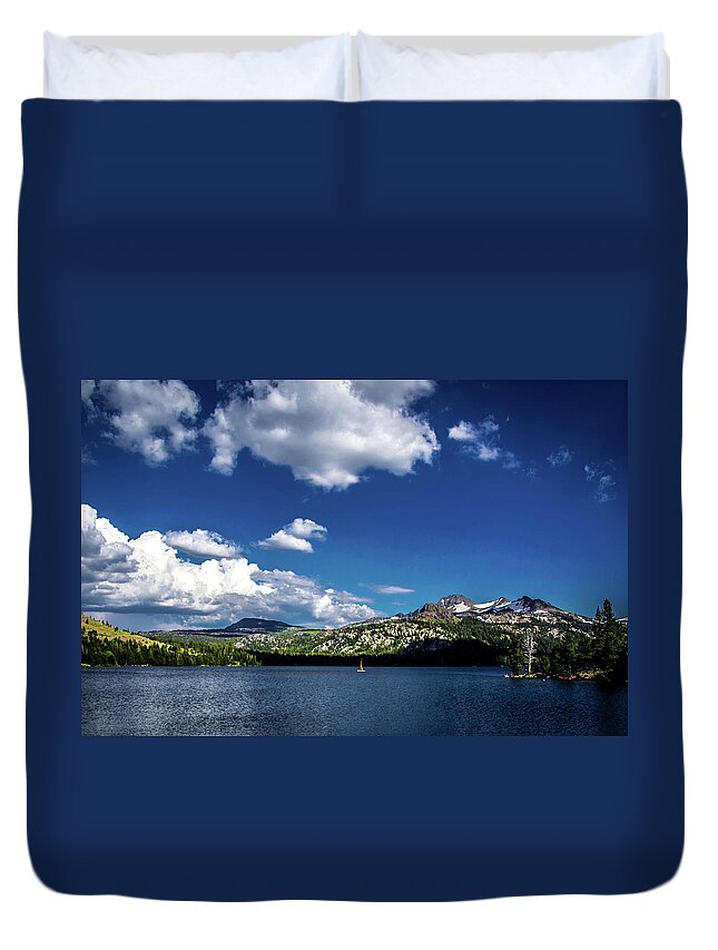 Caples Lake Duvet Cover featuring the photograph Sailing on Caples Lake by Steph Gabler