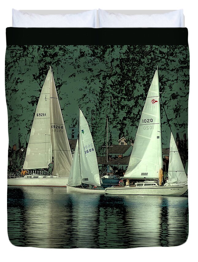Sailing Reflections Duvet Cover featuring the photograph Sailing Reflections by David Patterson