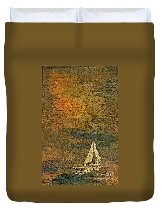 Paintings Duvet Cover featuring the painting Sailing the Julianna by Julie Lueders 