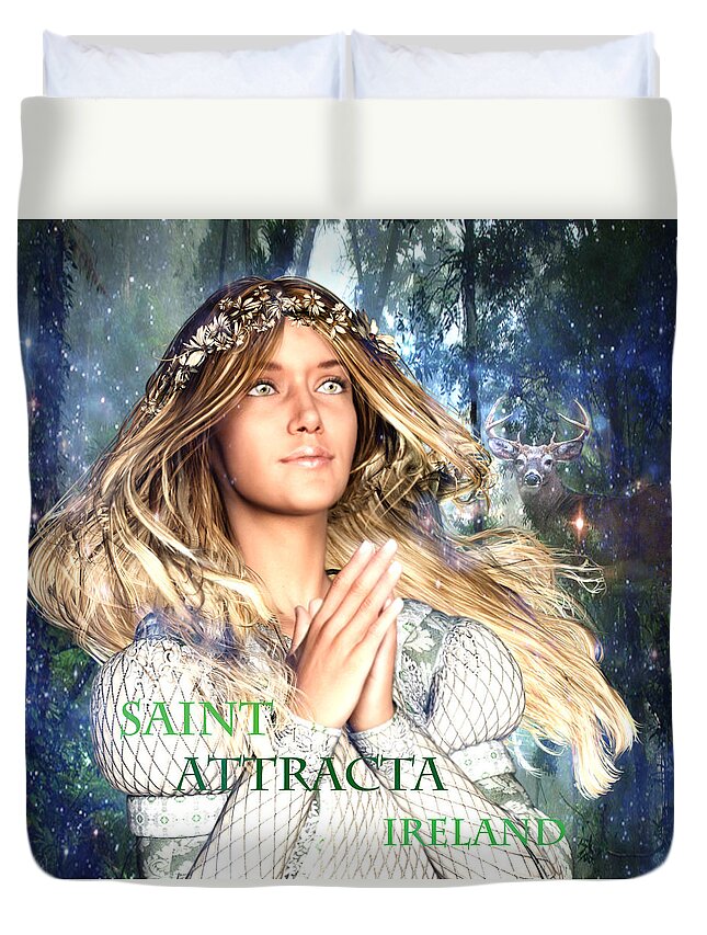 Saint Attracta Duvet Cover featuring the painting Saint Attracta Irish Light by Suzanne Silvir