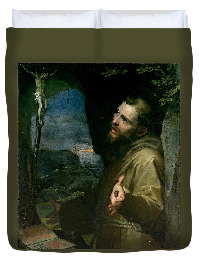 Federico Barocci Duvet Cover featuring the painting Saint Francis by Federico Barocci