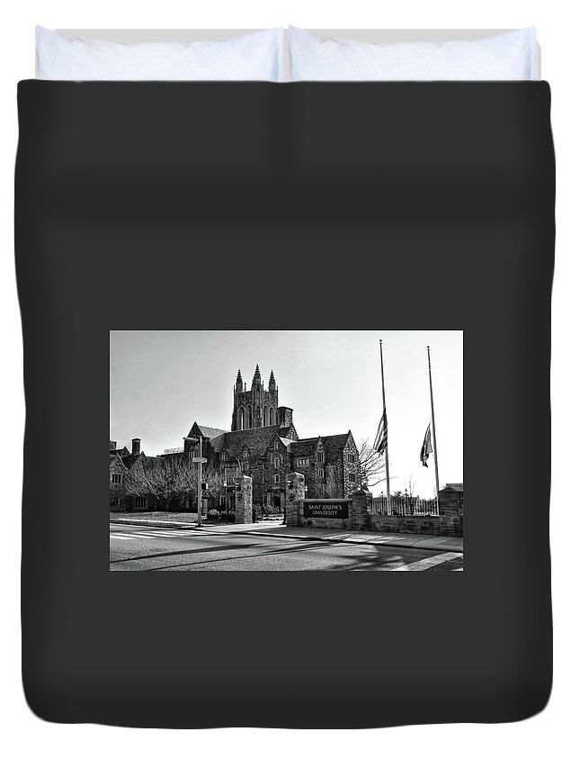 Saint Duvet Cover featuring the photograph Saint Josephs - Philadelphia Pennsylvania in Black and White by Bill Cannon