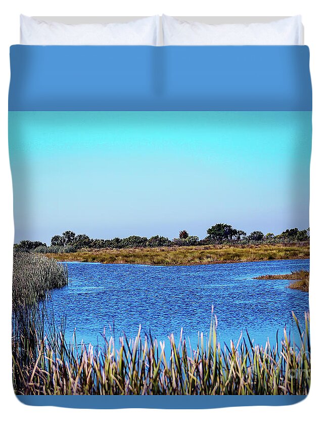 Nature Duvet Cover featuring the photograph Saint Marks National Wildlife Refuge Lagoon by DB Hayes