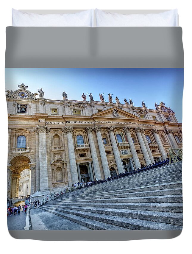 Vatican Duvet Cover featuring the photograph Saint-Peter's basilica facade, Roma, Italy by Elenarts - Elena Duvernay photo