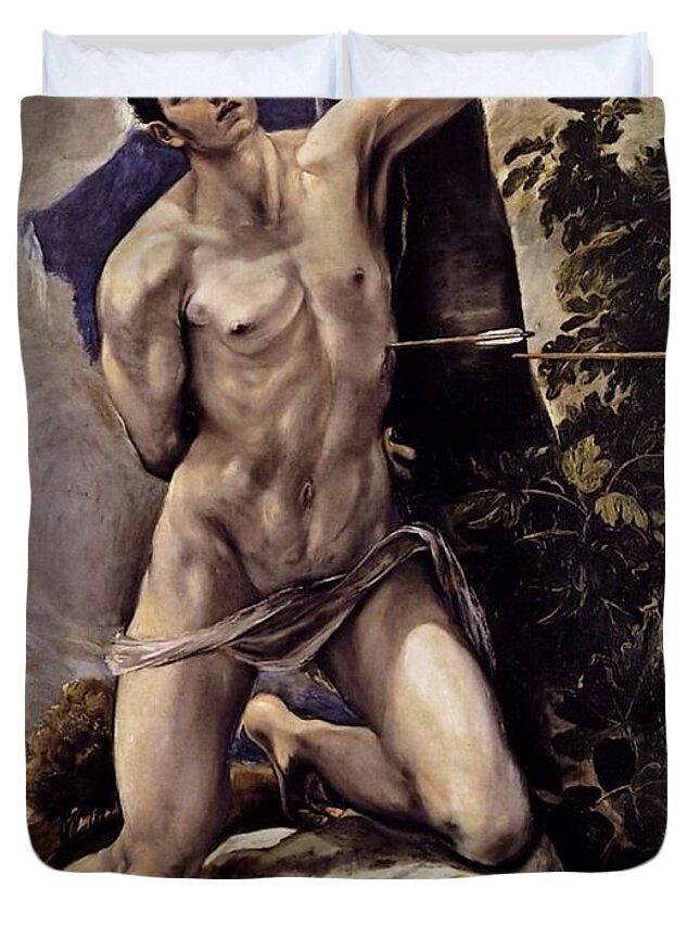 Saint Duvet Cover featuring the painting Saint Sebastian by El Greco