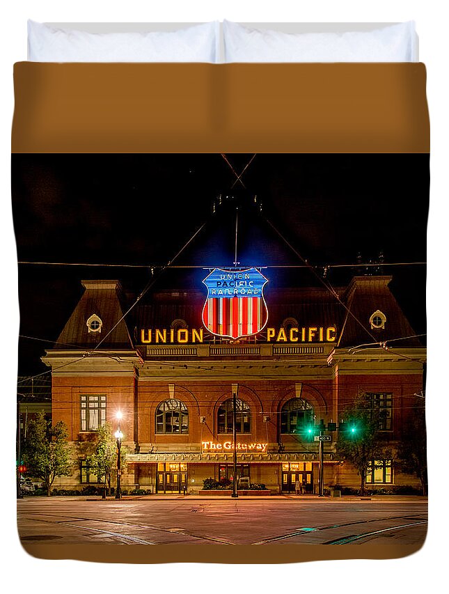 City Duvet Cover featuring the photograph Salt Lake City Union Pacific Depot by Paul LeSage
