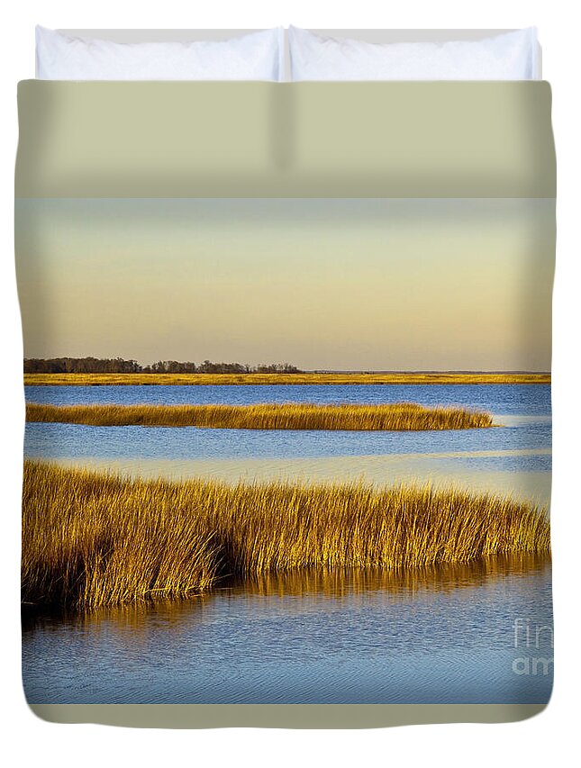 Bombay Hook Duvet Cover featuring the photograph Salt Marsh In Delaware by Michael P. Gadomski