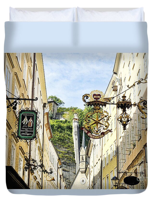 Austria Duvet Cover featuring the photograph Salzburg Shopping by Brenda Kean