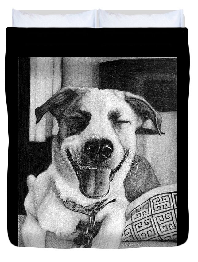Dog Duvet Cover featuring the drawing Sam by Danielle R T Haney