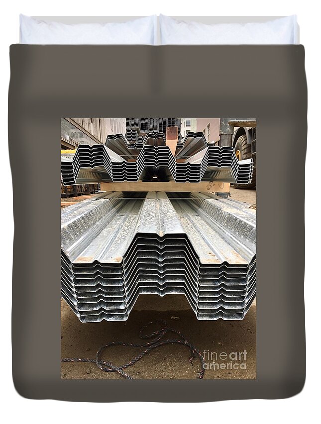 Pattern Contrast Construction Dynamic Duvet Cover featuring the photograph San Francisco Central Subway Project 1-4 by J Doyne Miller
