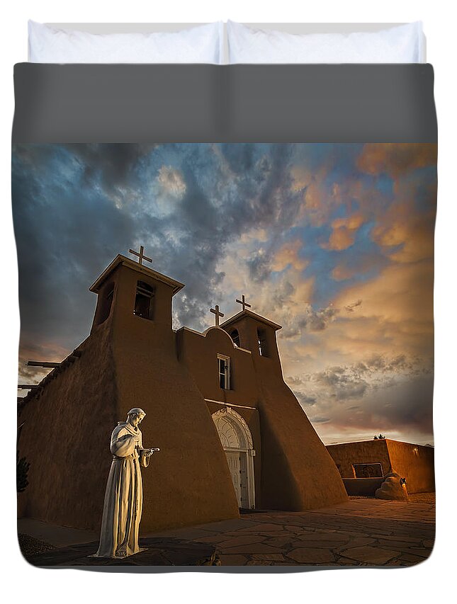 Mission Duvet Cover featuring the photograph San Francisco de Assisi Mission by Jeff Niederstadt