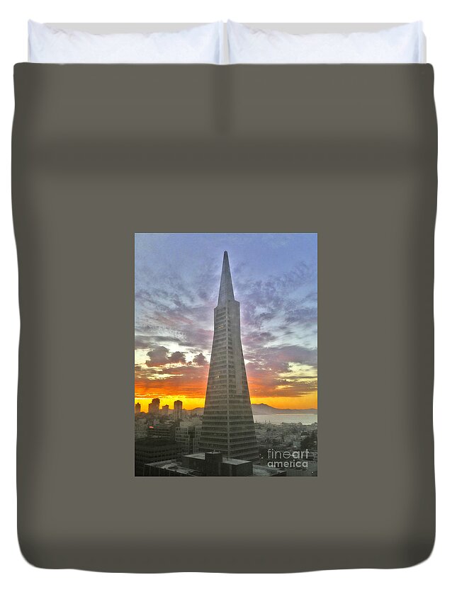 San Francisco Duvet Cover featuring the photograph San Francisco Pyramid by Joyce Creswell