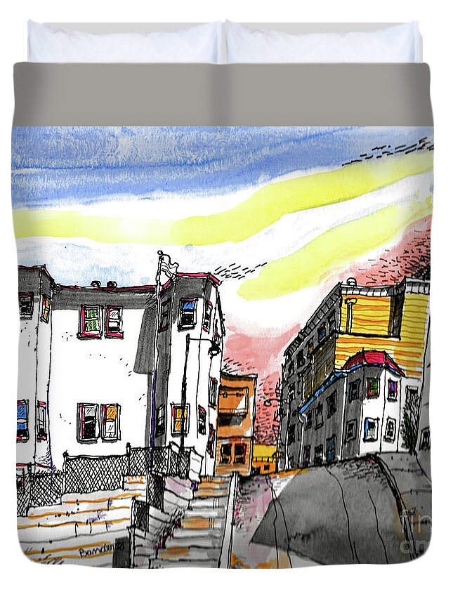 San Francisco Duvet Cover featuring the painting San Francisco Side Street by Terry Banderas