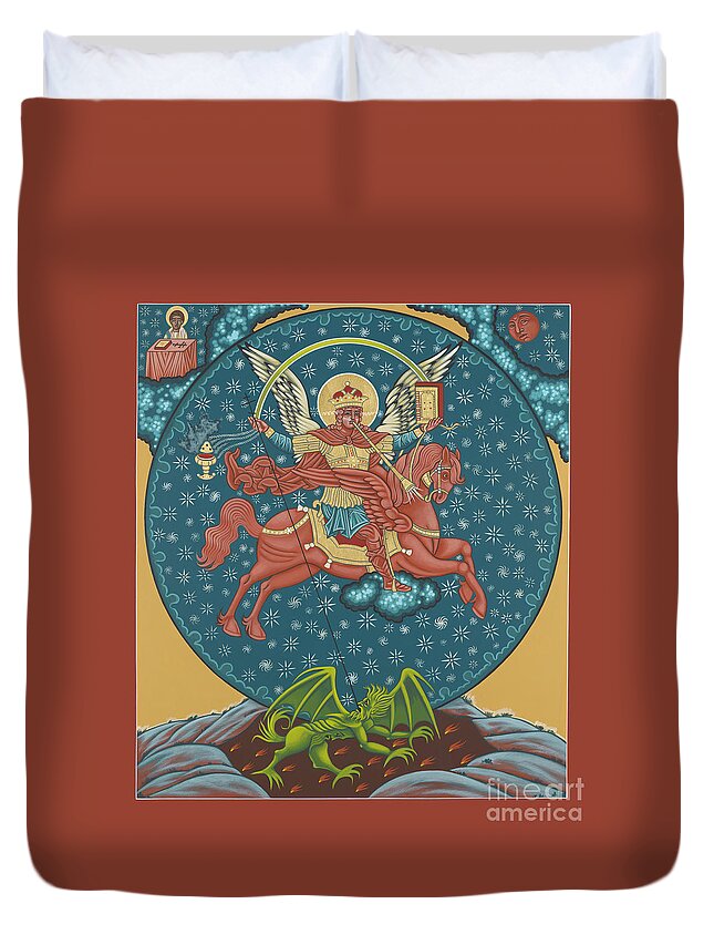San Miguel De Socorro Duvet Cover featuring the painting St. Michael of the Apocalypse 222 by William Hart McNichols