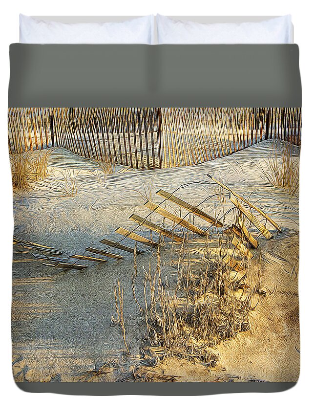 Beach Duvet Cover featuring the photograph Sand Designs by Cathy Kovarik
