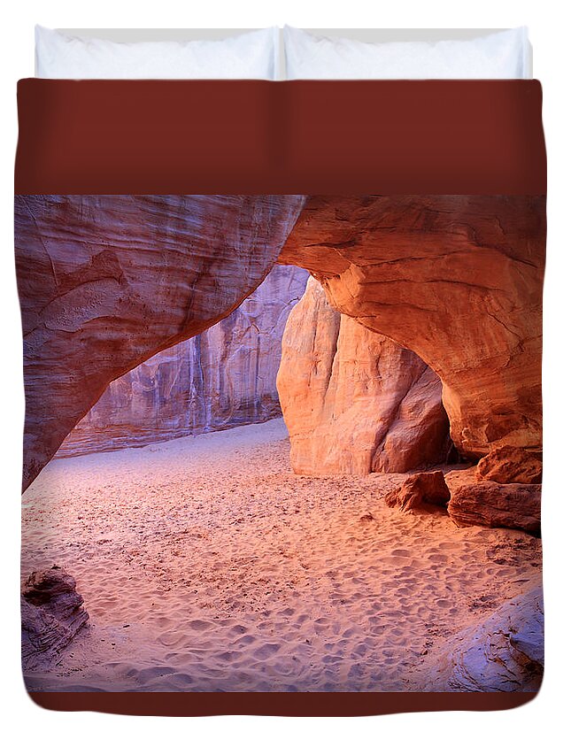 Sand Dune Arch Duvet Cover featuring the photograph Sand dune arch in Arches national Park by Pierre Leclerc Photography