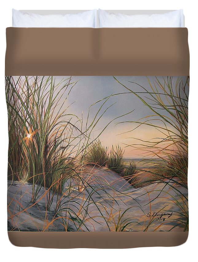  Tranquil Duvet Cover featuring the painting Sand Dunes by Sharon Duguay